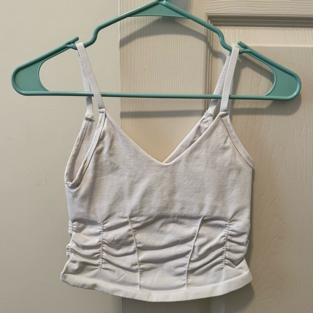 free people movement White Good Karma Ruched Crop Tank